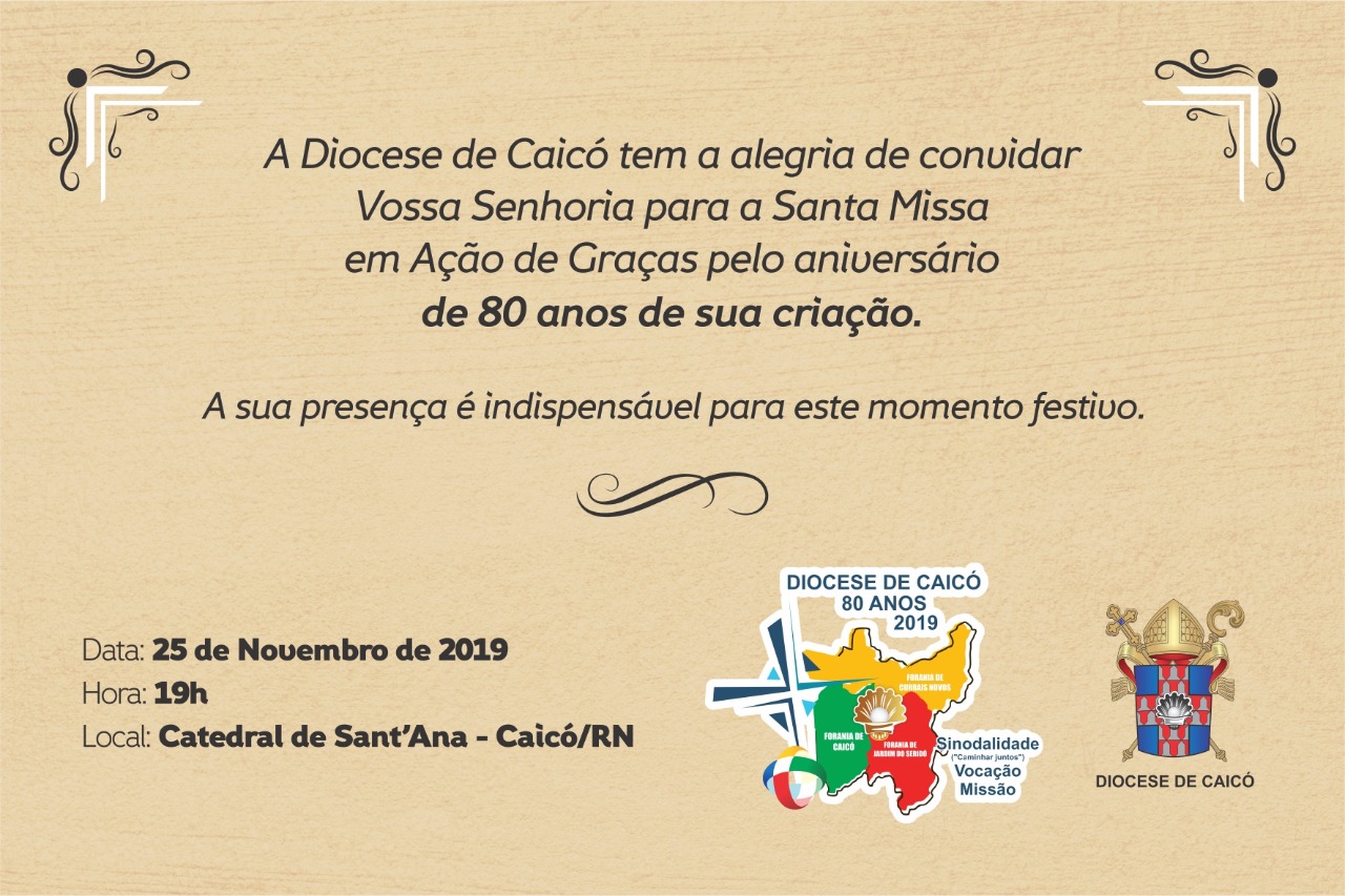 Diocese de Caicó celebra 80 anos nesta segunda-feira (25)