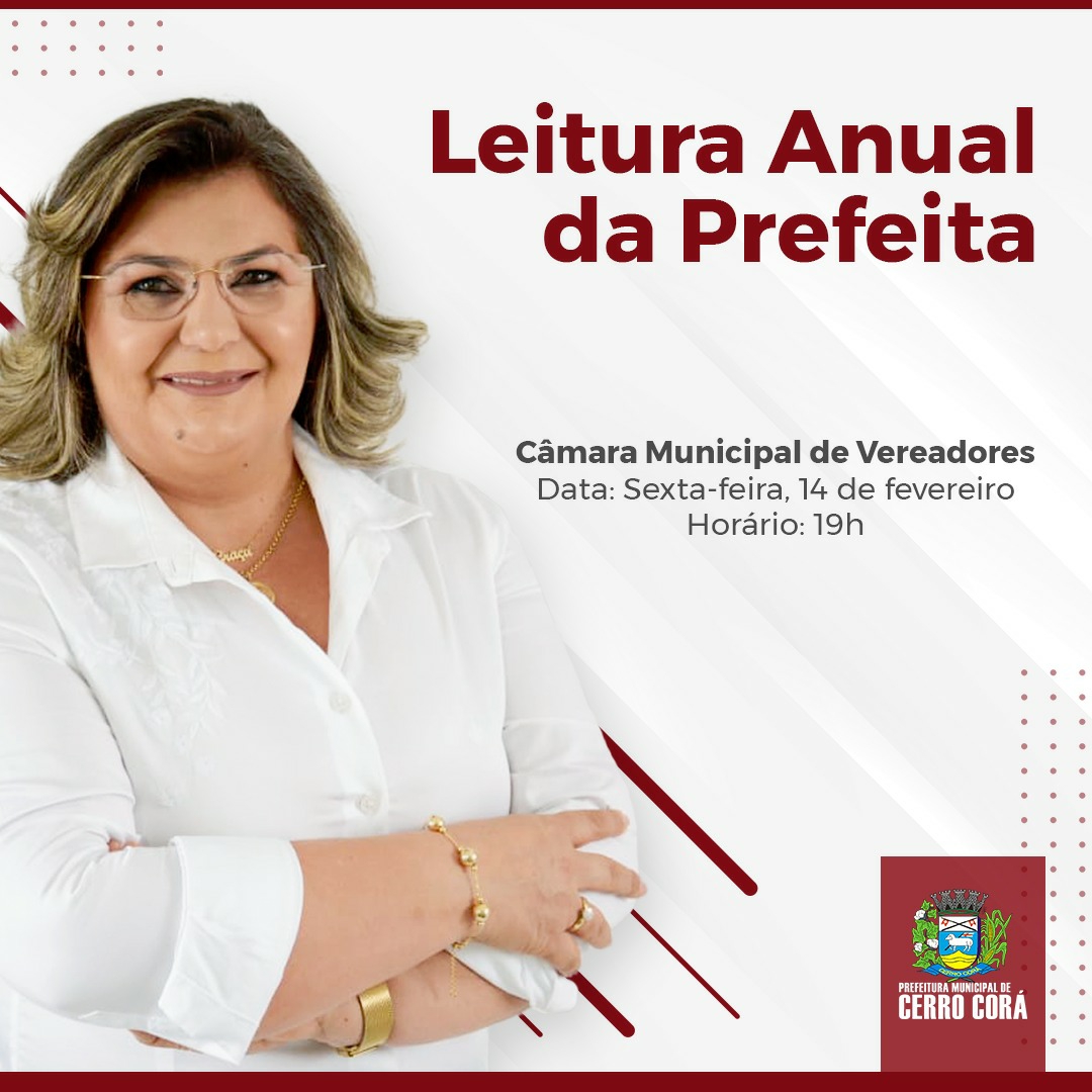 Prefeita de Cerro Corá fará leitura da mensagem anual nesta sexta-feira