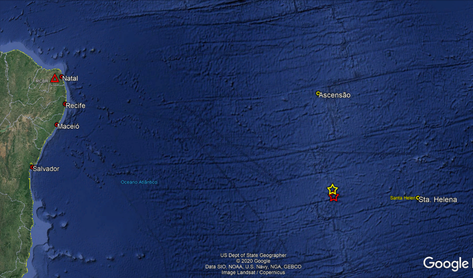 Novos tremores são registrados no oceano a 2,6 mil km da costa potiguar
