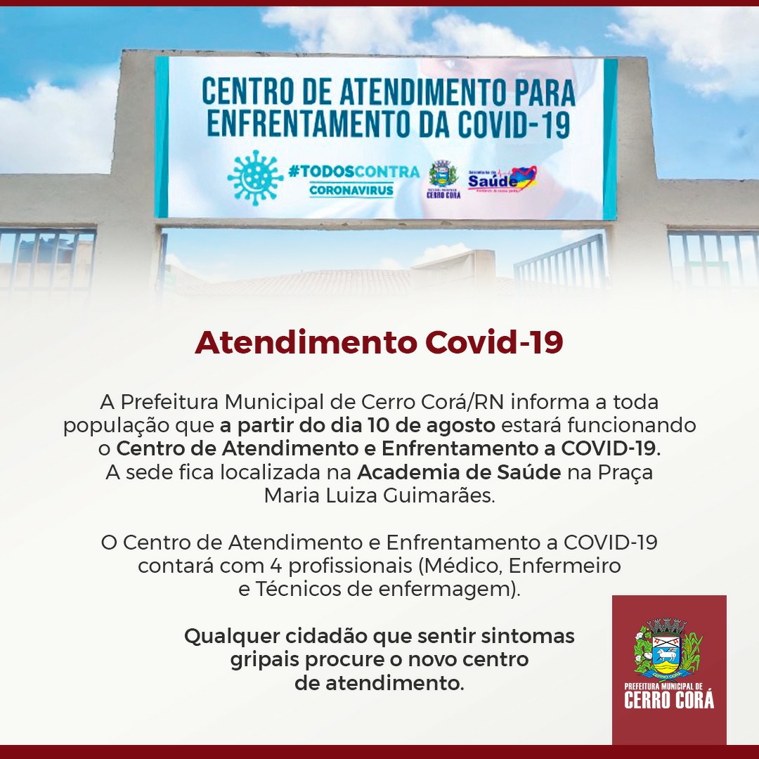 Prefeitura de Cerro Corá anuncia centro de Atendimento e Enfrentamento a COVID-19.