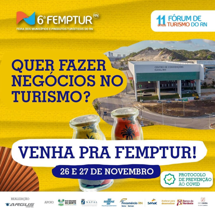 Femptur e Fórum de Turismo estão confirmados para 26 e 27 de novembro, no Centro de Convenções