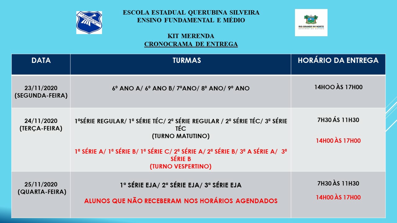 Escola Querubina Silveira começa neste segunda feira(23) entrega dos Kits da merenda escolar, confira cronograma