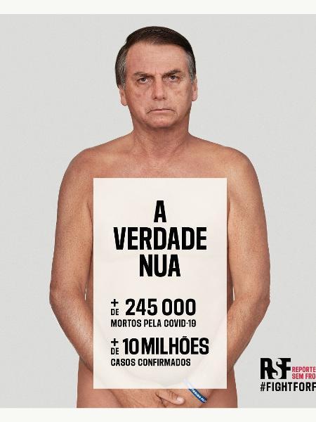 Com Bolsonaro “nu”, entidade Repórteres Sem Fronteira lança campanha contra “desinformação” do governo