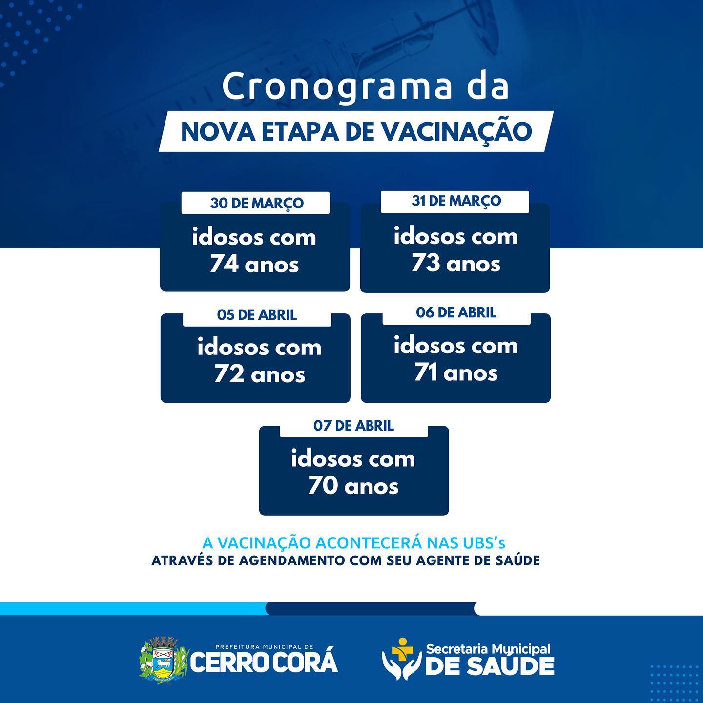 Prefeitura de Cerro Corá amplia vacinação dos idosos, confira