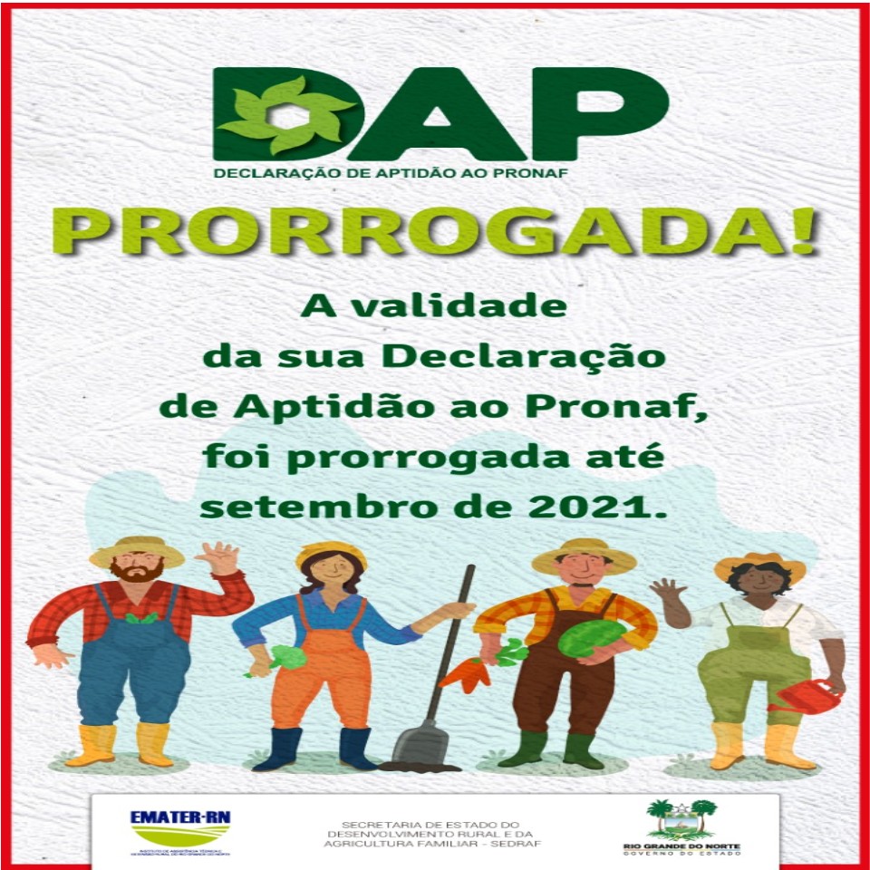 SAF/MAPA: Portaria prorroga prazo de validade de DAP Ativas até o dia 30 de setembro vindouro