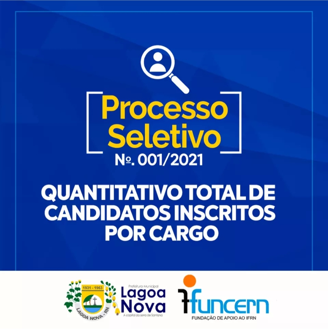 Confira o quantitativo total de candidatos inscritos por cargo, no Processo Seletivo de Lagoa Nova-RN (Aqui)