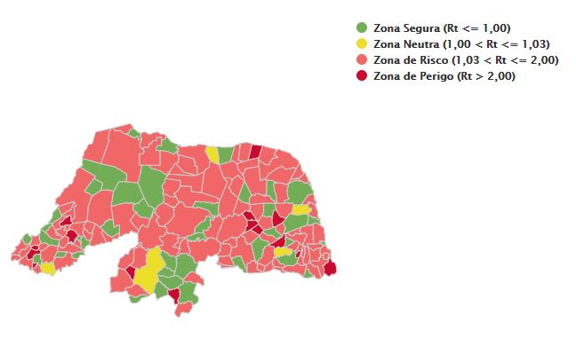 RN tem 121 municípios em risco ou zona de perigo para taxa de transmissibilidade da covid-19, Cerro Corá na zona de risco