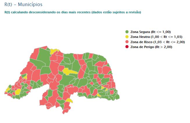RN tem 72 municípios em zona de risco para taxa de transmissibilidade da covid-19