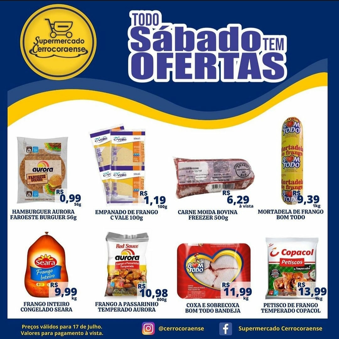 Todos os sábados no Supermercado Cerrocoraense ofertas de frios