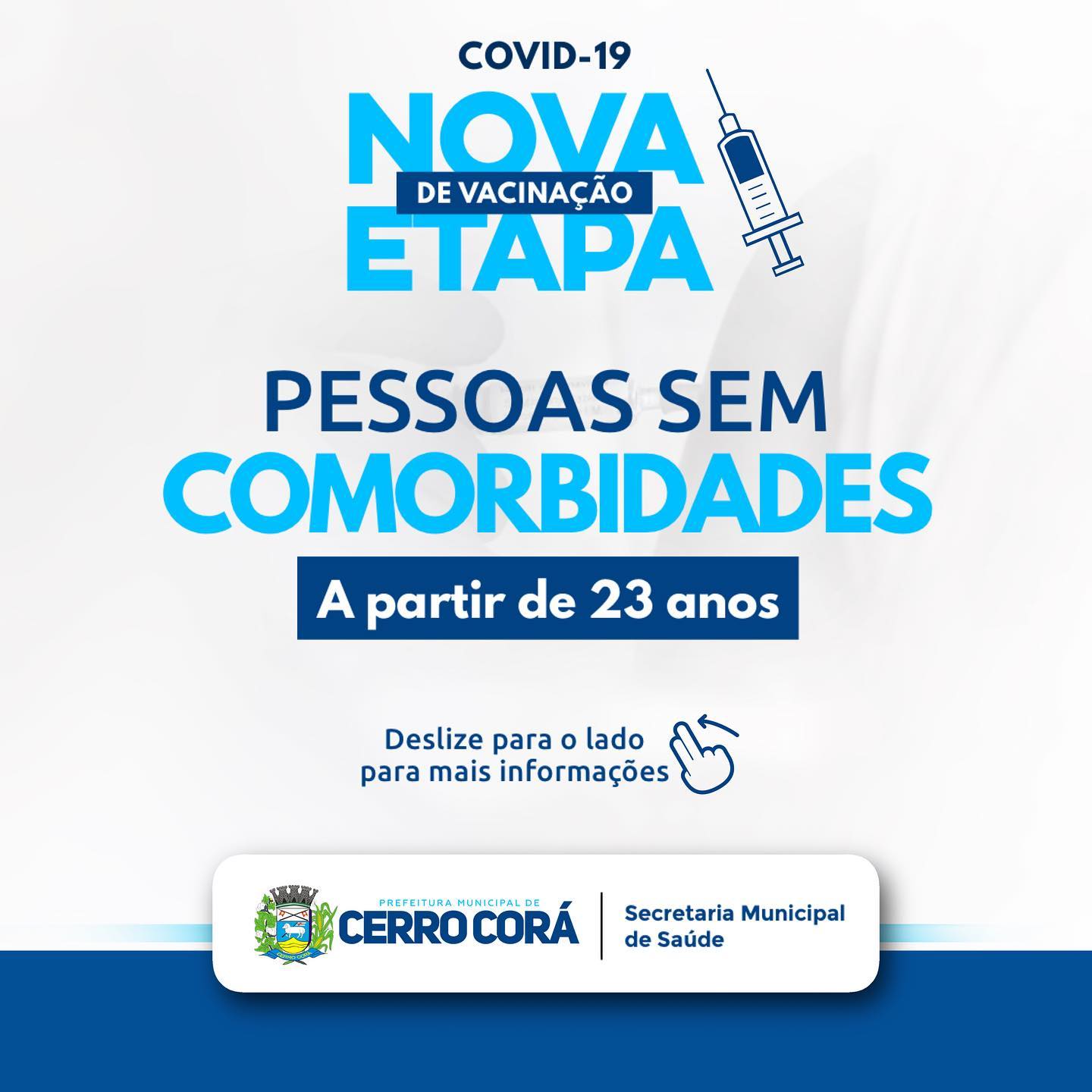 Cerro Corá: Secretaria de Saúde divulga nova faixa etária de vacinação contra a Covid-19, 23 anos