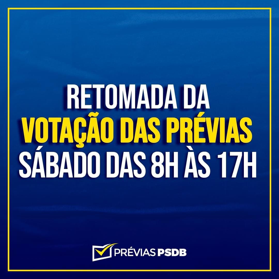 PSDB decide concluir as prévias das 8h às 17h deste sábado
