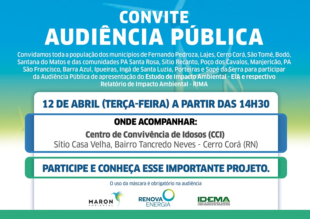 Cerro Corá: Nesta terça-feira (12) acontece audiência pública para apresentação do Complexo Eólico Cordilheira dos Ventos