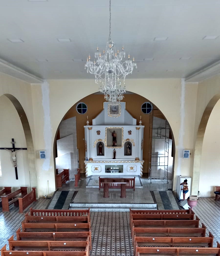 Concluído serviços de colocação do forro da igreja matriz de São João Batista em Cerro Corá