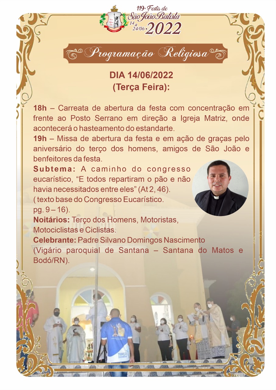 Começa nesta terça-feira (14) os festejo do padroeiro de Cerro Corá São João Batista