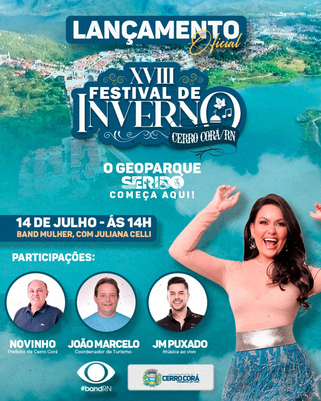 Prefeito de Cerro Corá Raimundo Marcelino, Novinho vai anunciar programação  do festival de Inverno na Band Natal 