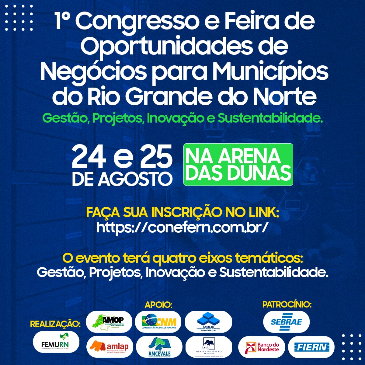 FEMURN realizará 1° Congresso e Feira de Oportunidades de Negócios para Municípios do RN