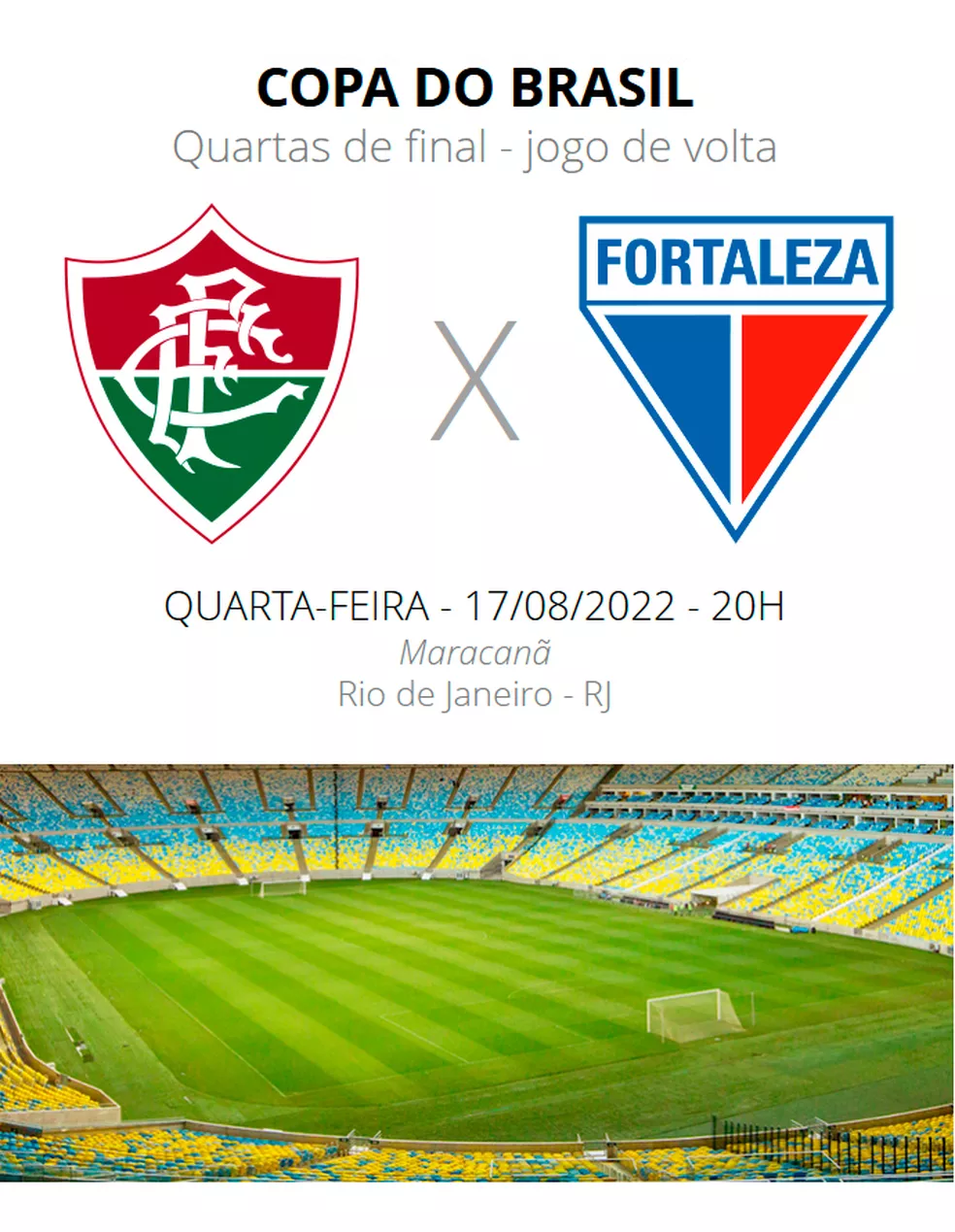 Fluminense x Fortaleza jogo de volta das quartas de final da Copa do Brasil