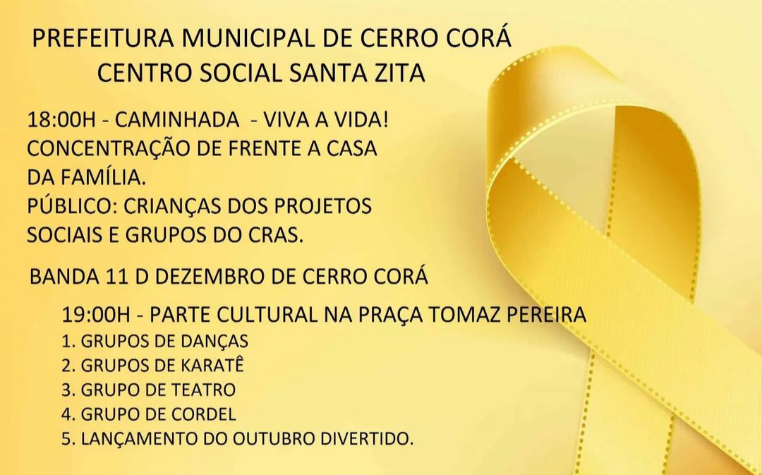 Cerro Corá: Prefeitura e Centro Social Santa Zita realiza caminhada viva a vida nesta sexta-feira