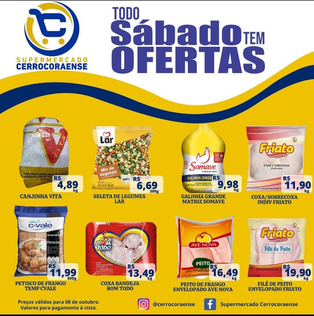 Sábado tem promoções de frios no Supermercado Cerrocoraense