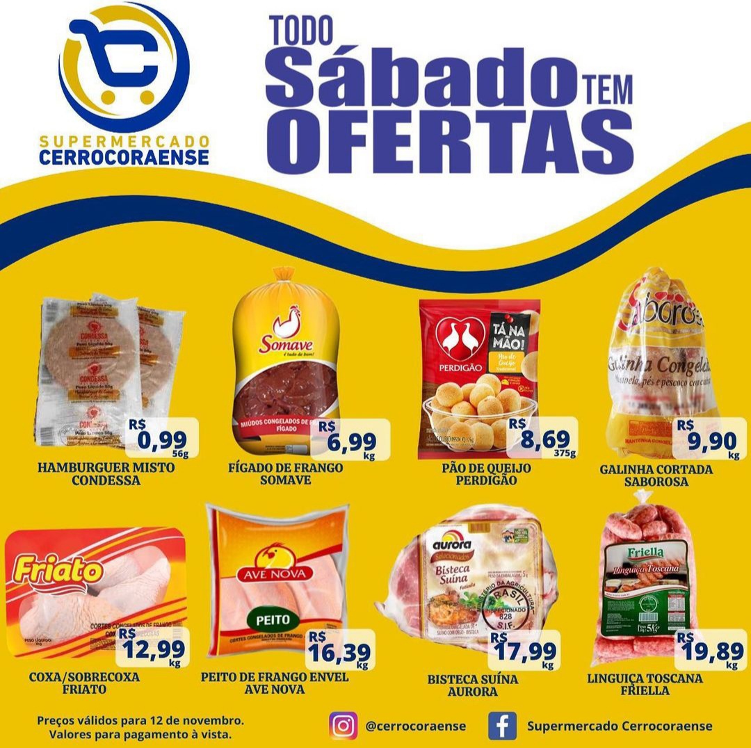 Chegou mais um sábado de ofertas imperdíveis no Supermercado Cerrocoraense
