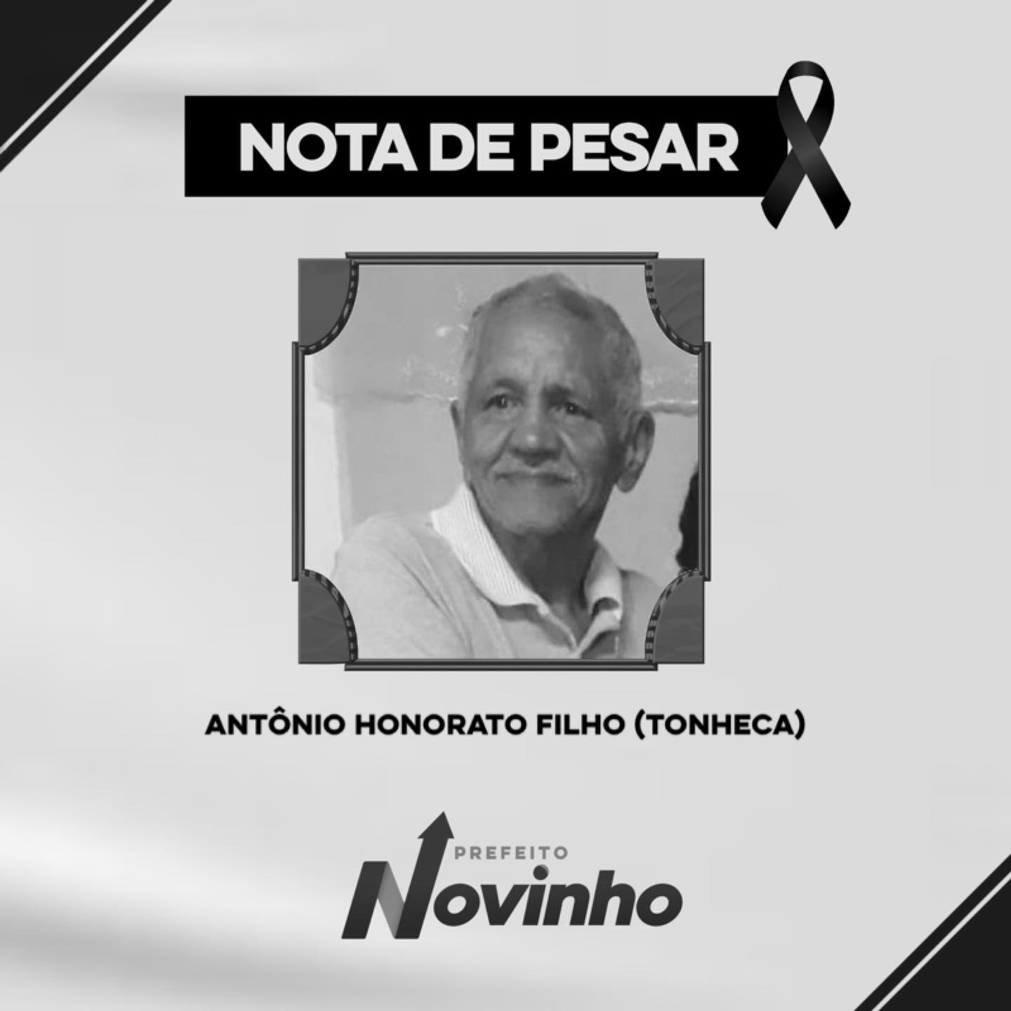 NOTA DE PESAR PELO FALECIMENTO ANTONIO HONORATO FILHO (TONHECA)