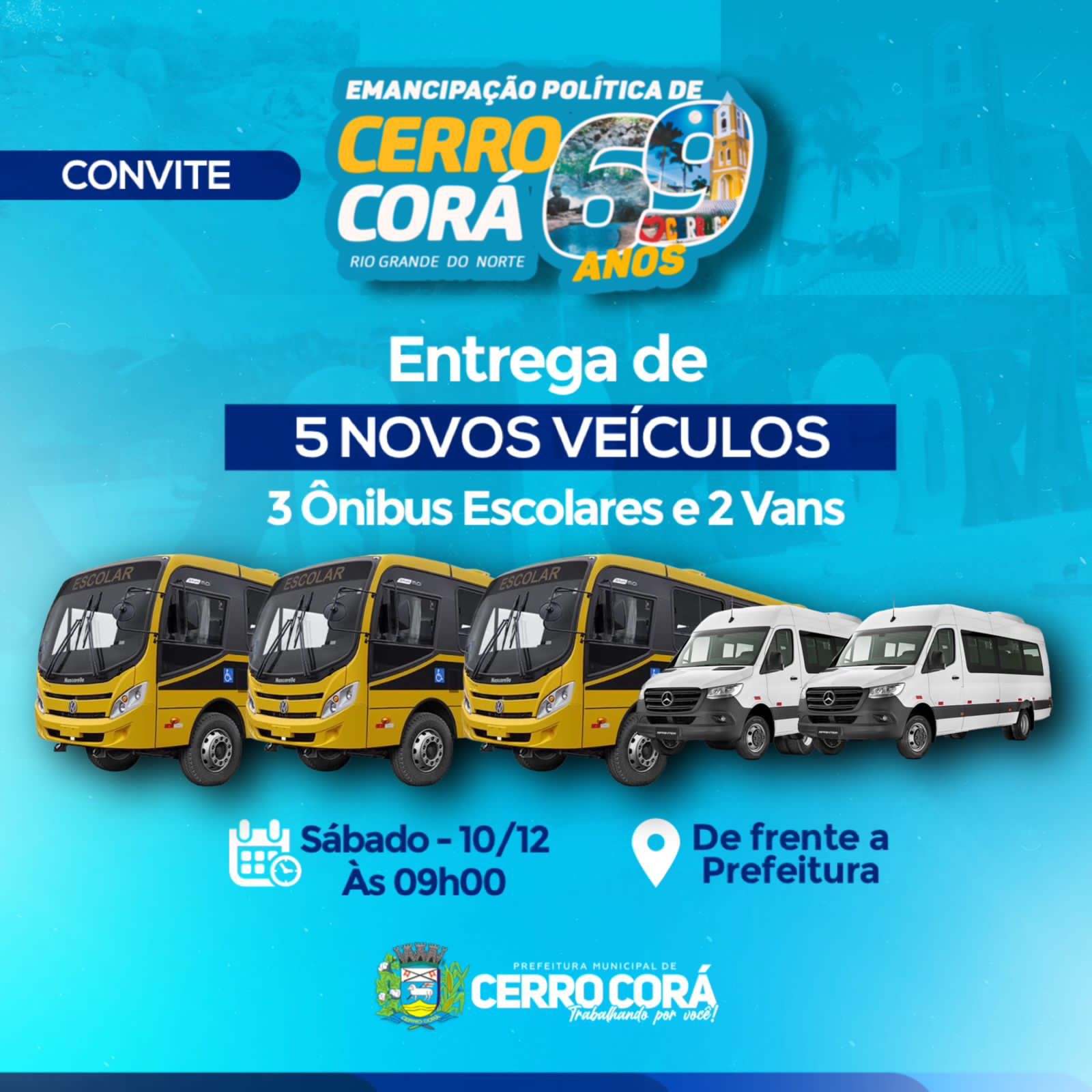 Prefeitura de Cerro Corá entrega neste sábado 05 novos veículos