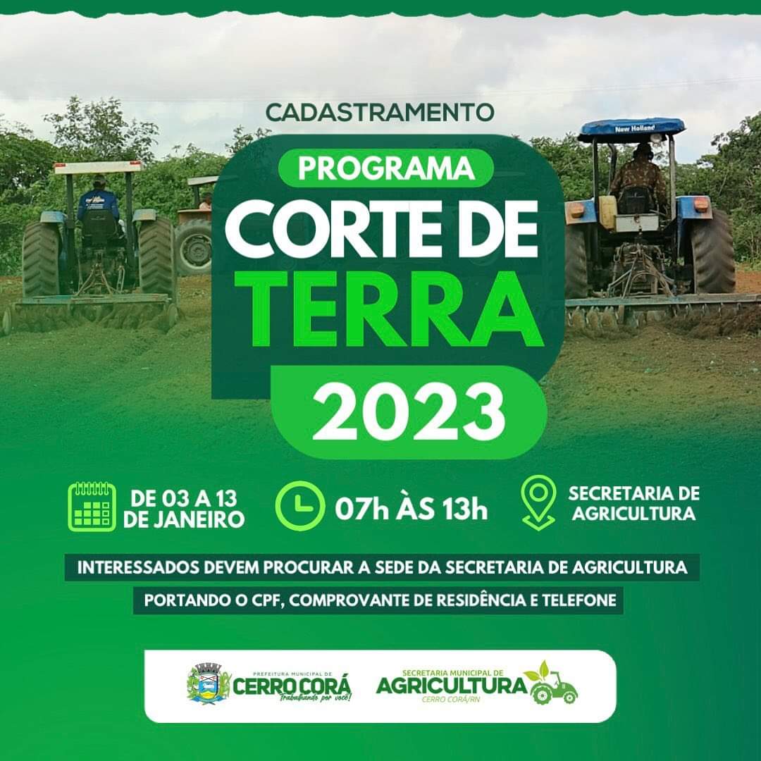 Cerro Corá: Começou na secretaria de agricultura o cadastro para o corte de terra 2023