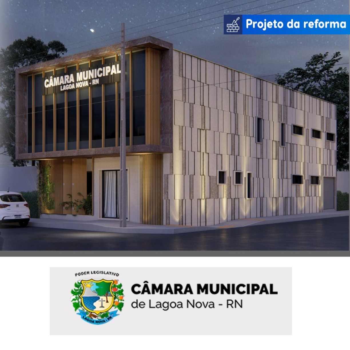 Construtora JVA está realizando a reforma da sede do Poder Legislativo Municipal de Lagoa Nova-RN