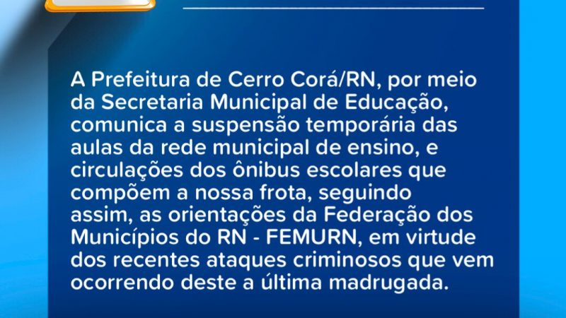 Cerro Corá: Comunicado da Secretaria de Educação