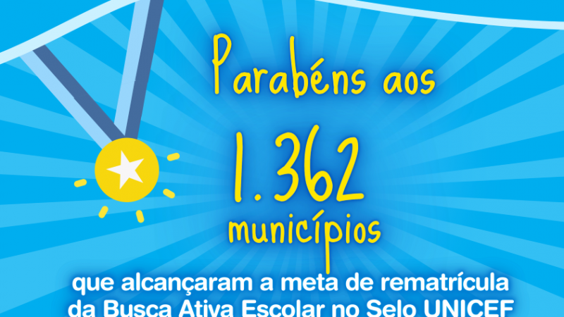 Cerro Corá entre os 1.362 municípios que alcançaram a meta da Busca Ativa Escolar do Selo UNICEF