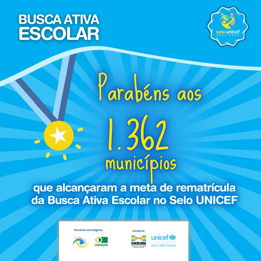 Cerro Corá entre os 1.362 municípios que alcançaram a meta da Busca Ativa Escolar do Selo UNICEF