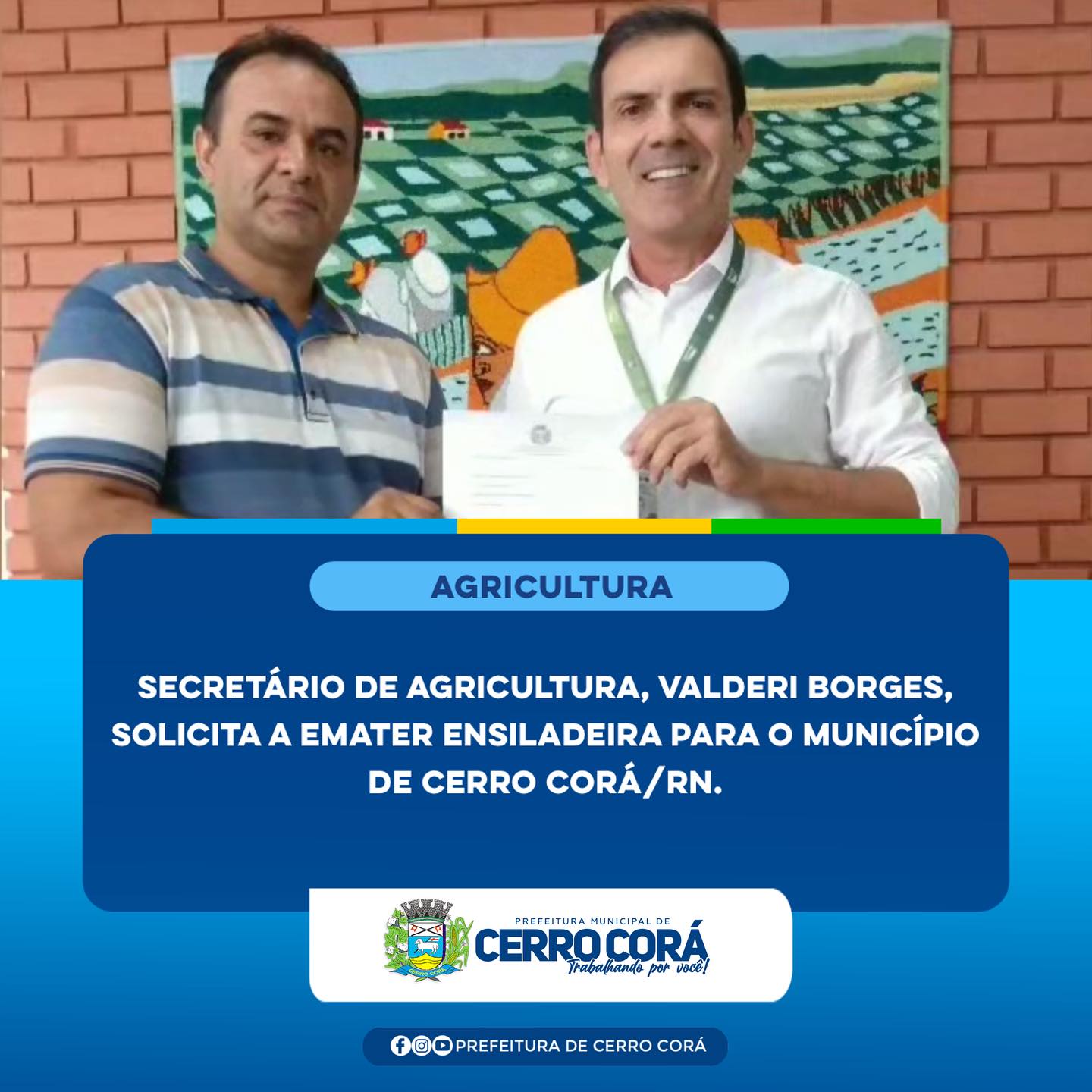 Secretário de agricultura solicita ensiladeira para o Município de Cerro Corá/RN.