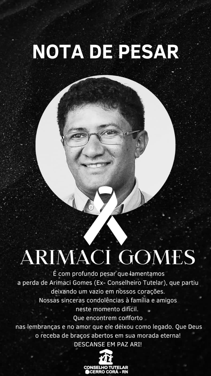 Cerro Corá de luto, faleceu vítima de acidente Arimaci Gomes
