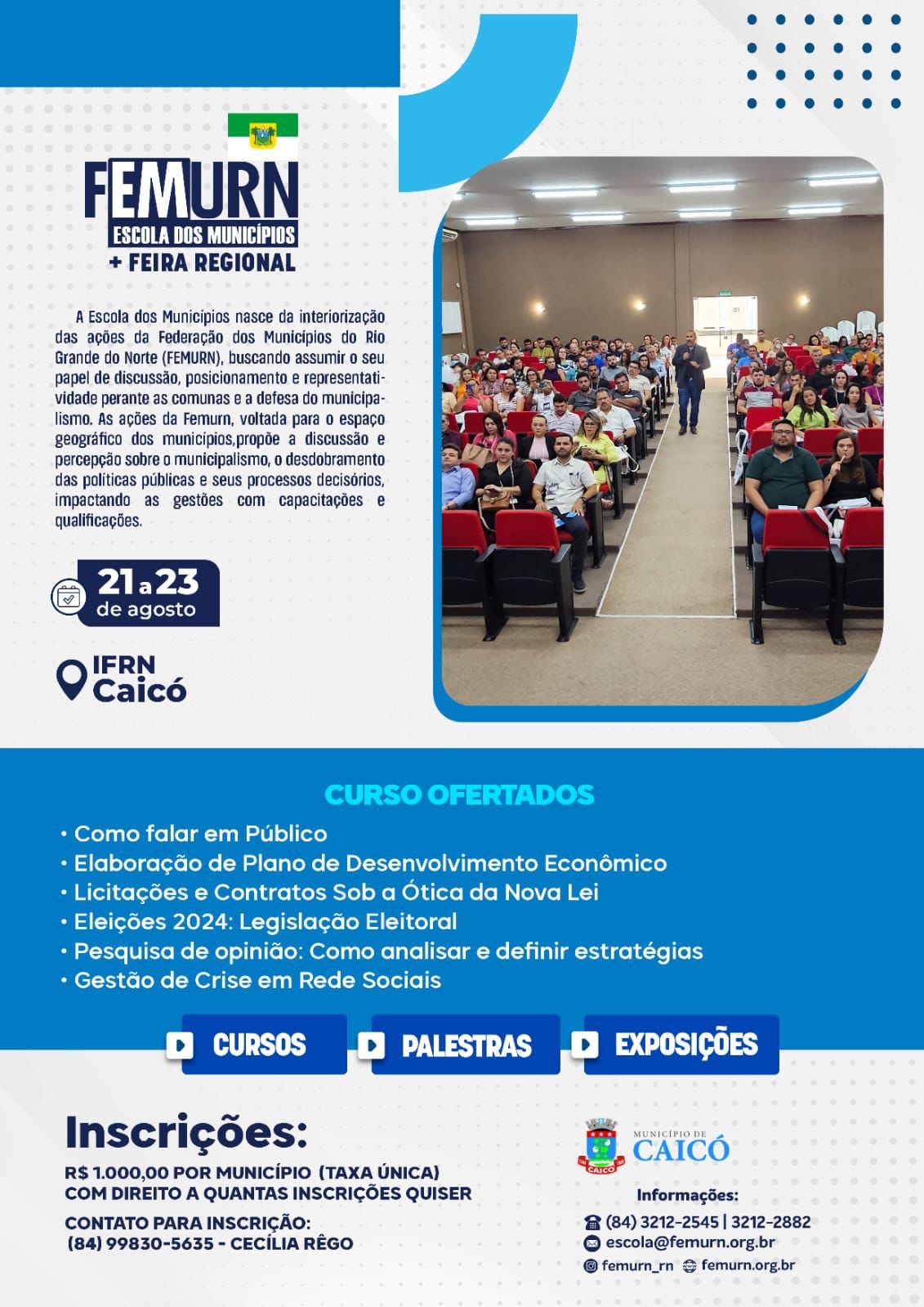 Escola dos Municípios + Feira Regional impulsiona capacitação e fortalecimento do municipalismo em Caicó