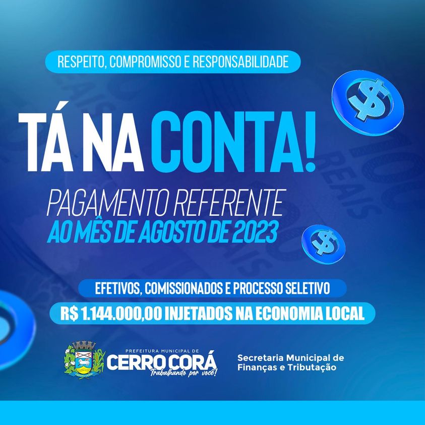 Prefeitura de Cerro Corá anuncia pagamento na conta dos servidores