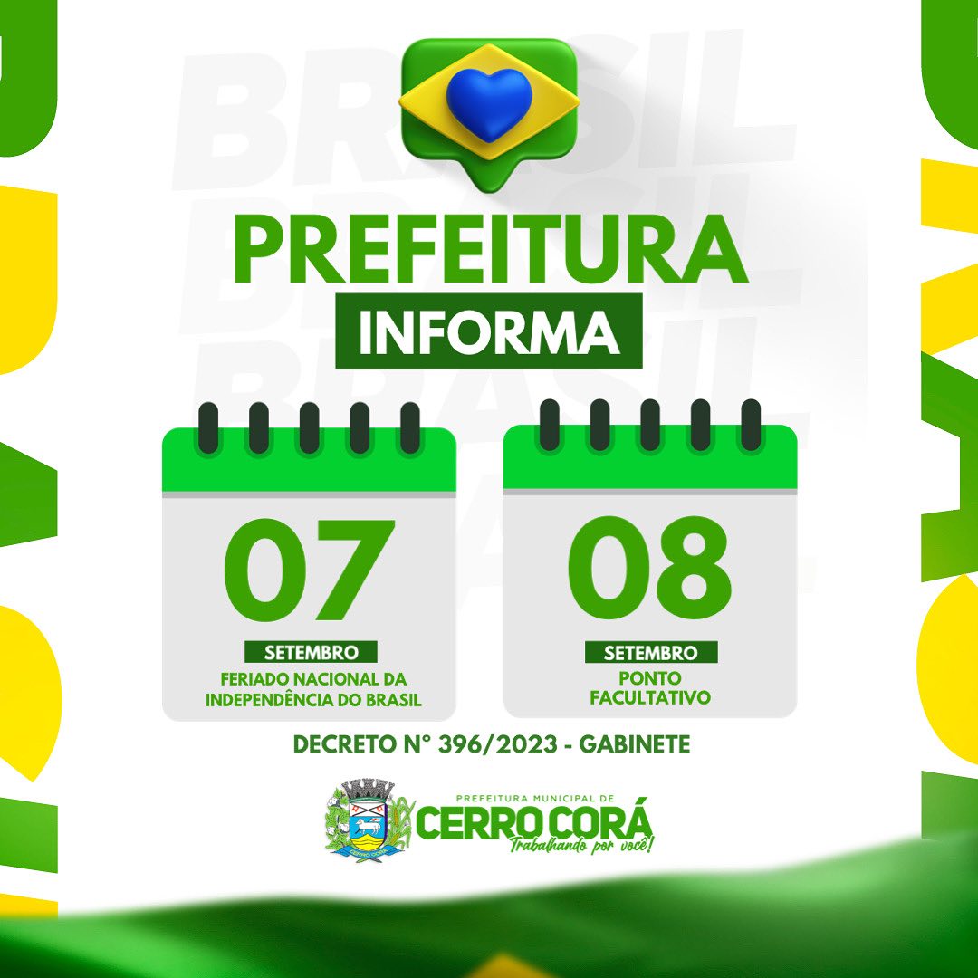 Prefeitura de Cerro Corá decreta ponto facultativo na próxima sexta-feira (8)