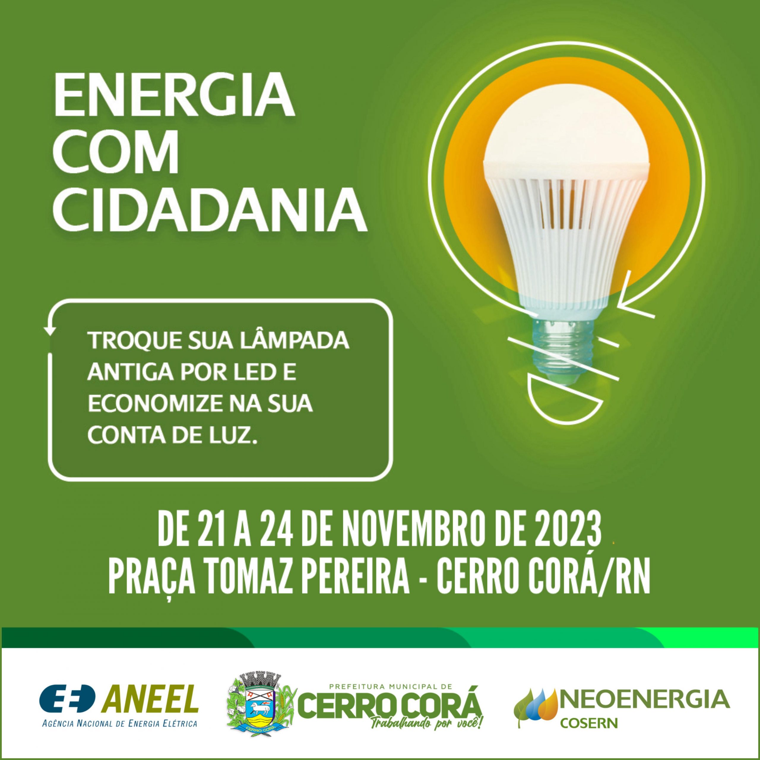 Cerro Corá: Energia com cidadania, troca de lâmpadas chegando de 21 a 24 de novembro, confira