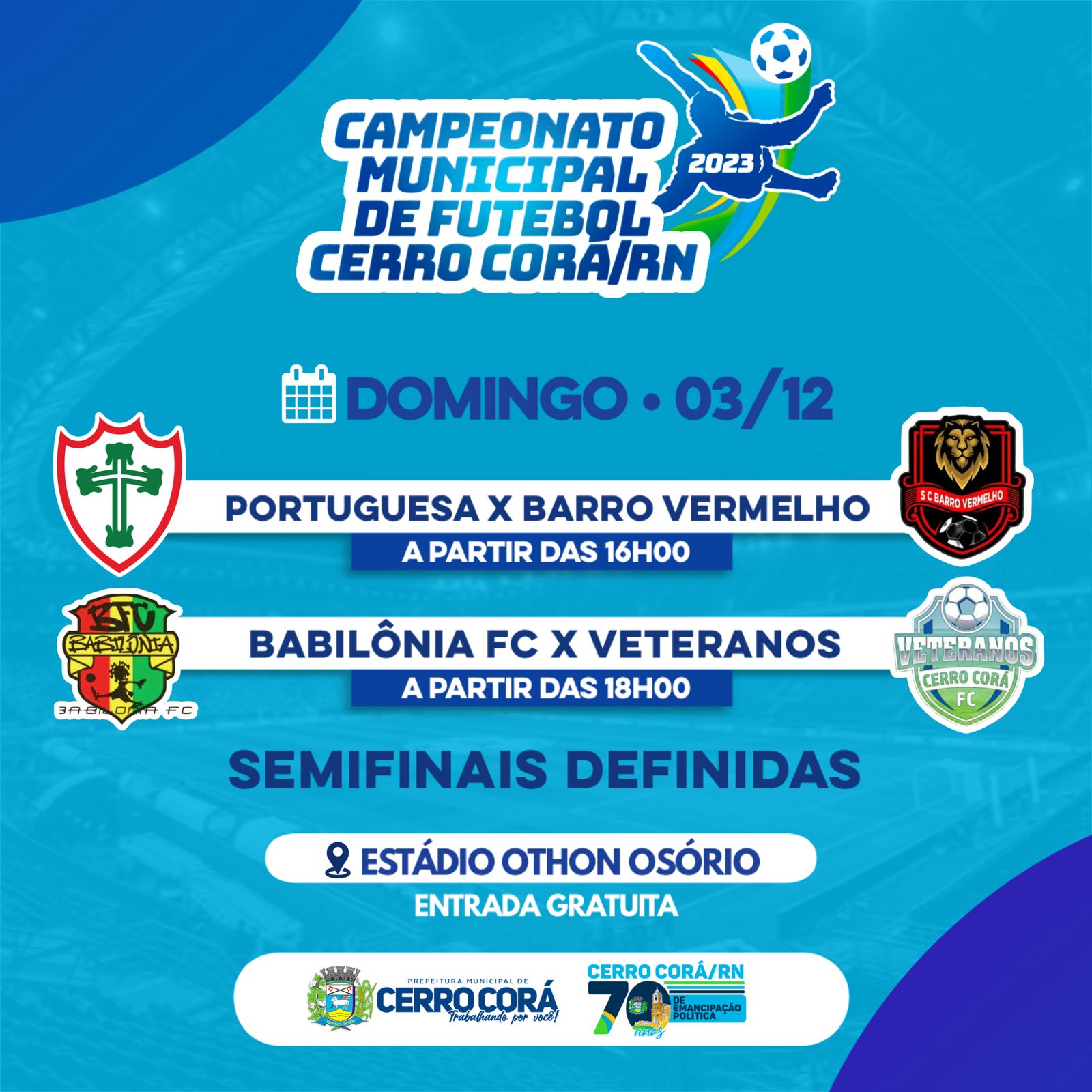Cerro Corá: Campeonato de futebol semifinais definidas para domingo(03), confira aqui: