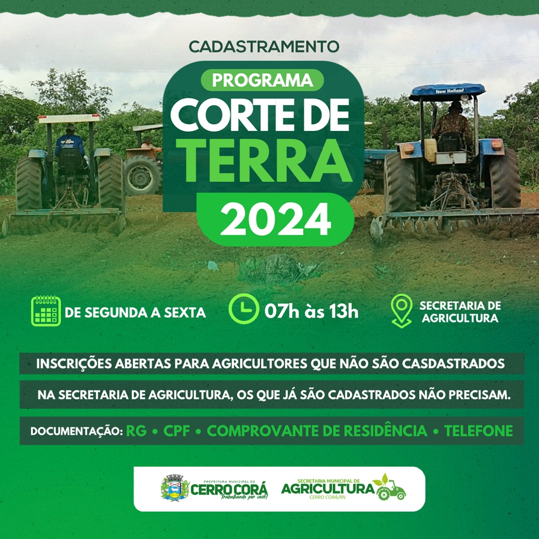 Cerro Corá: Prefeitura inicia cadastro para corte de terra 2024