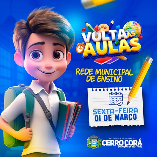 Cerro Corá: Aulas na rede municipal de ensino terão inicio sexta-feira dia 1º de março