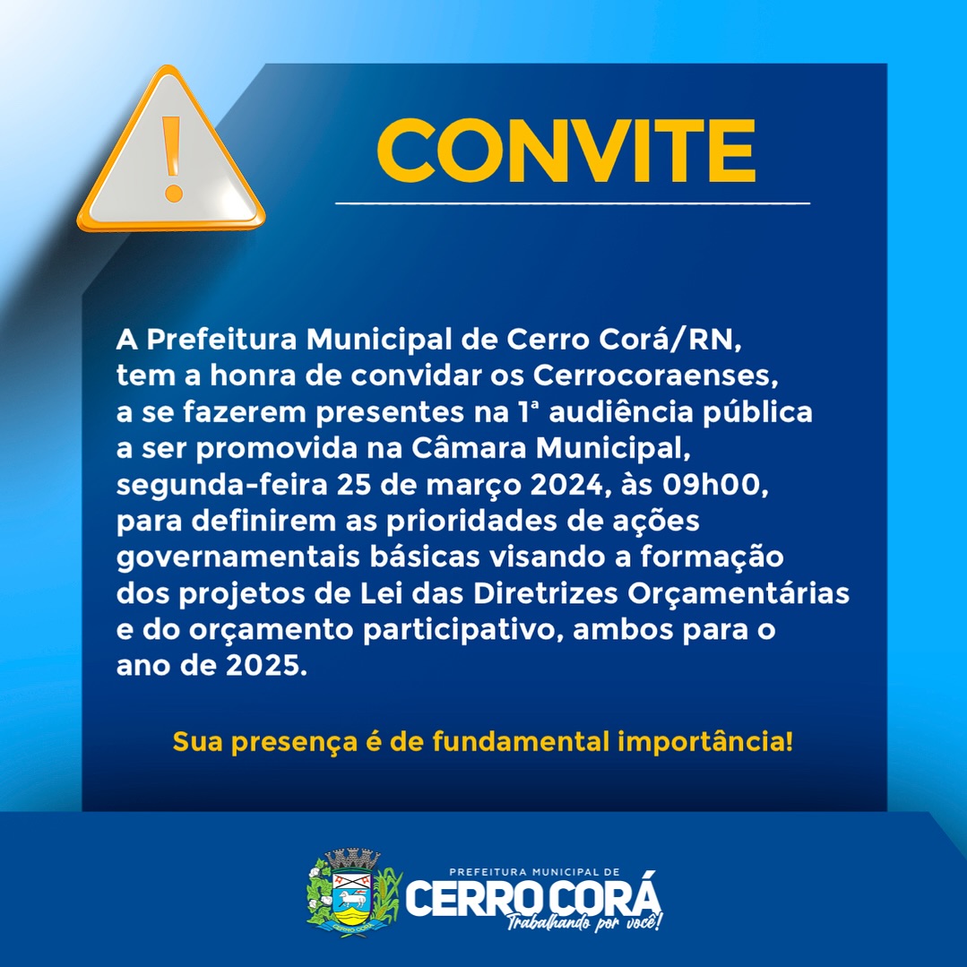 Lei de Diretriz Orçamentaria-LDO será tema de audiência publica em Cerro Corá
